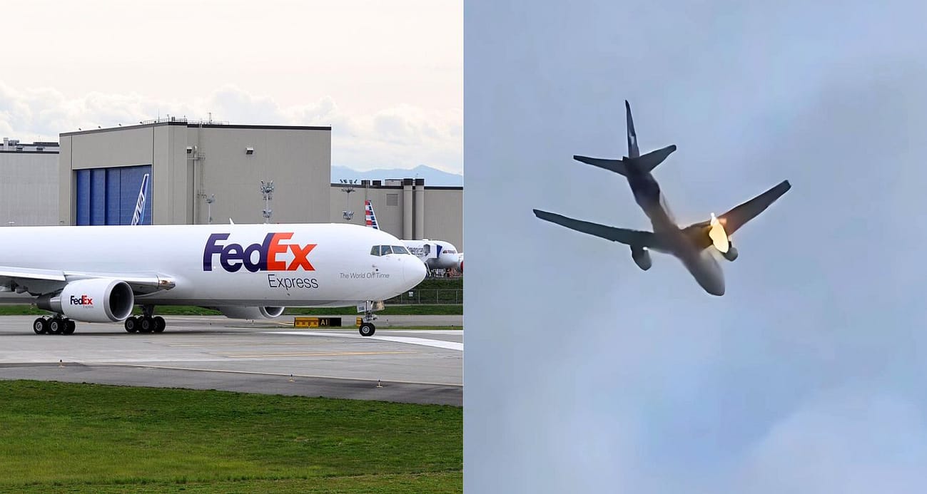 fedex plane fire